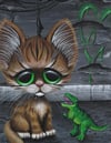 Tabby Cat T Rex Art Print 