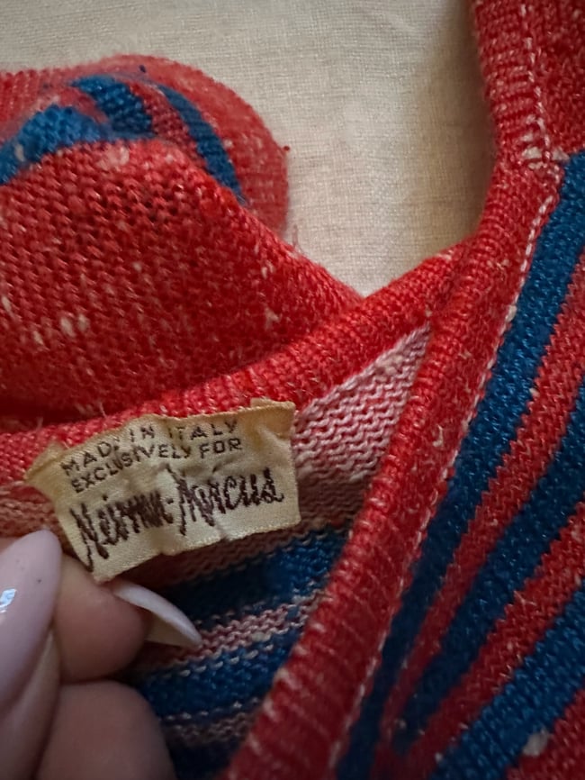 late 60s Italian knit sailor anchor 2 piece skirt set Neiman Marcus