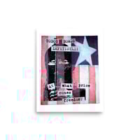 At What Price Comes Freedom?  Mixed Media Collage on canvas - 8x10 print