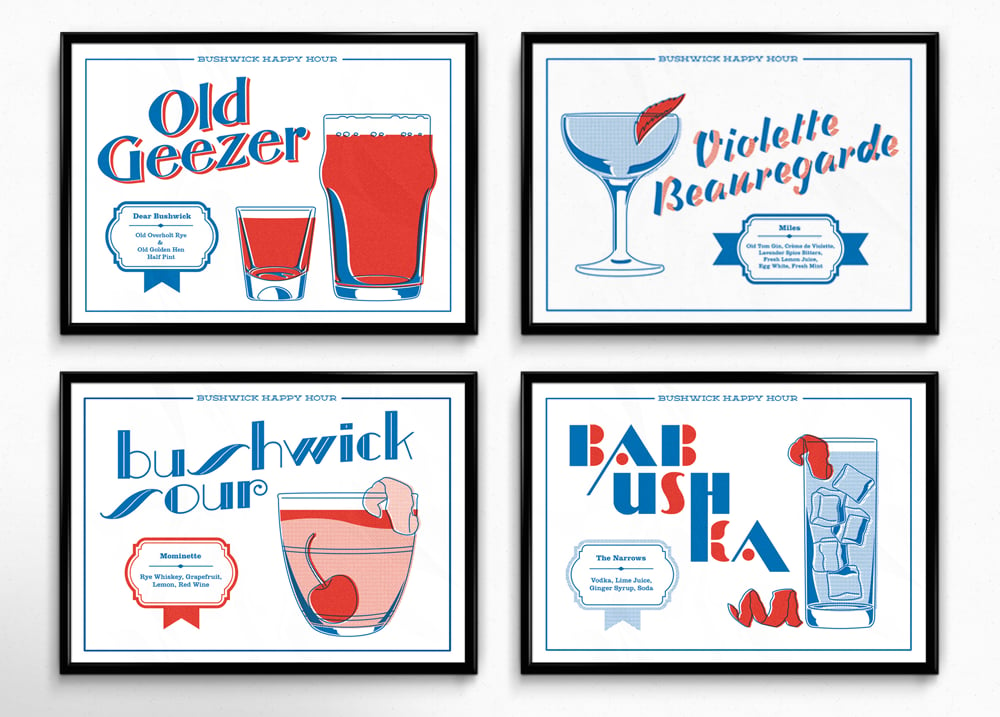Image of Bushwick Happy Hour Prints, Set of Four