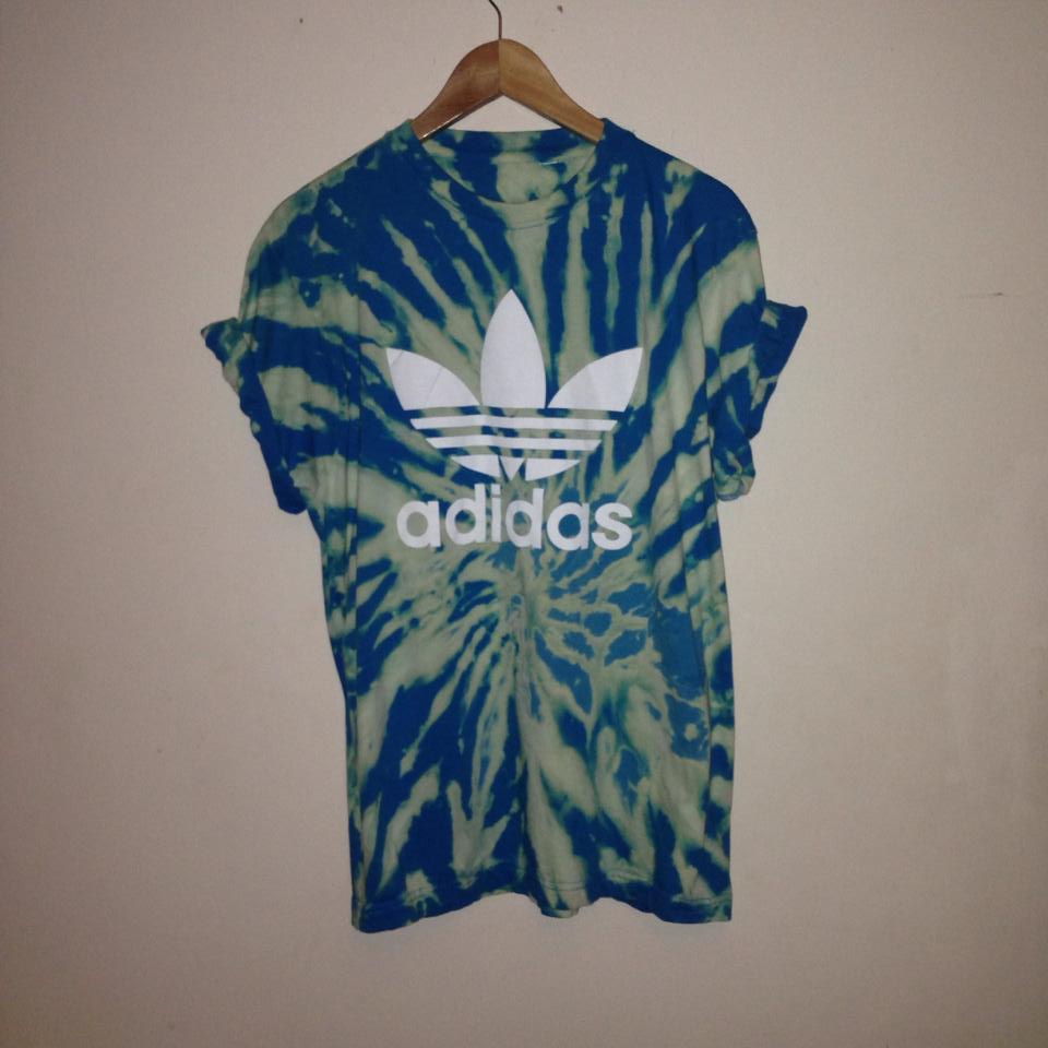 Image of Blue Acid Washed Adidas Tee
