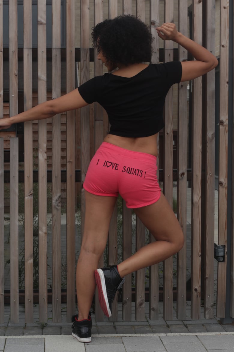 Image of Pink I love squats shorts