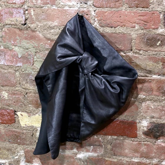 Image of Black Lambskin Leather Knot Scarf