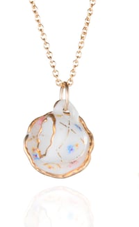 Image 2 of gold lattice cup and saucer necklace