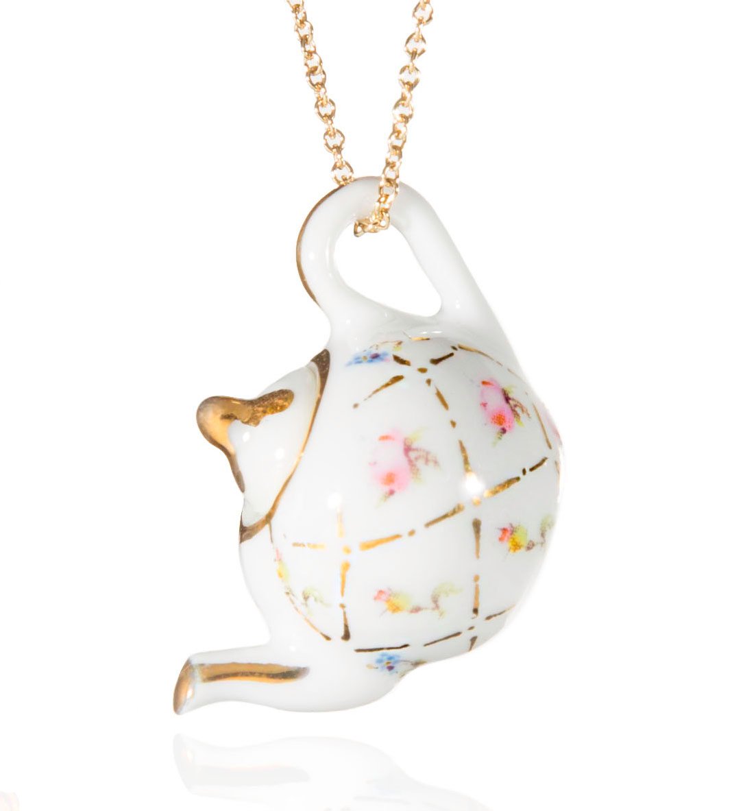 gold lattice teapot necklace Louise Buchan