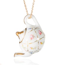 Image 1 of gold lattice teapot necklace