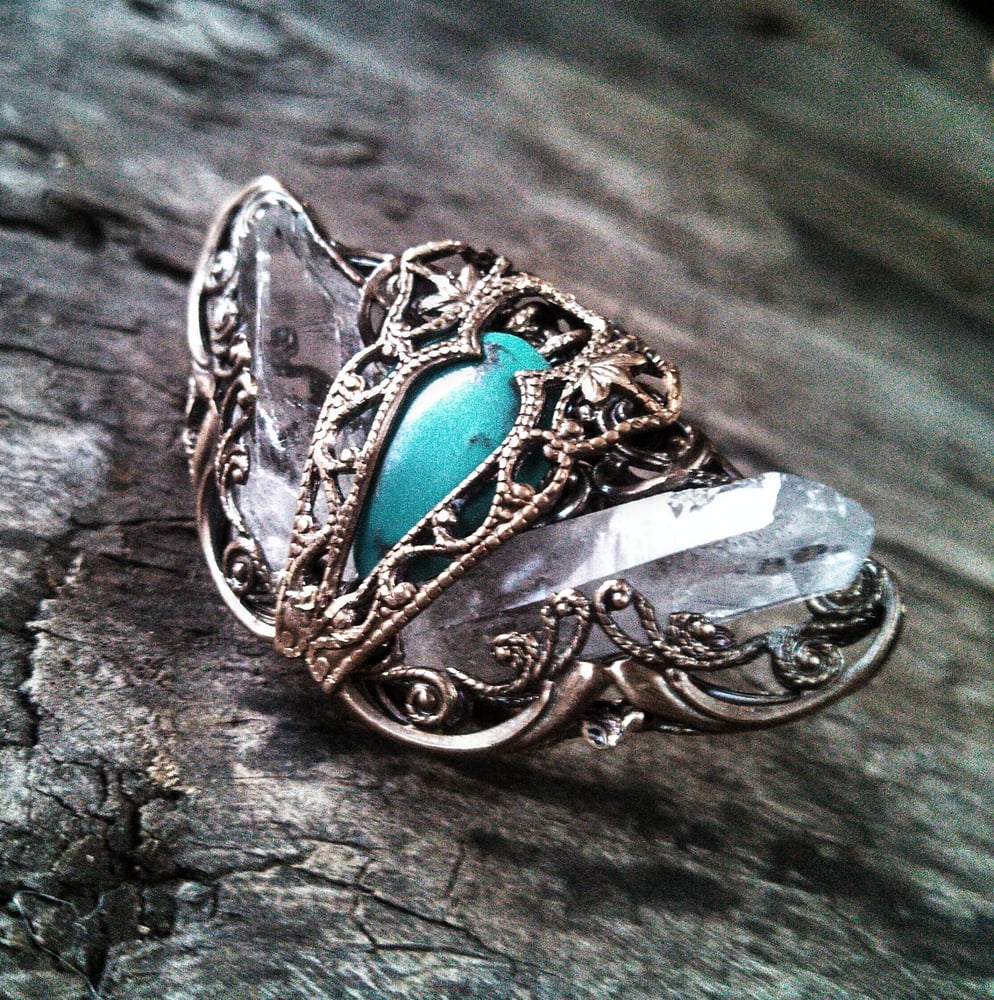 Image of Rock Crystal Turquoise Metamorphosis Ring