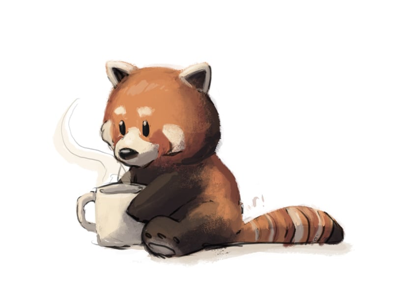 Image of Red Panda and Coffee Print