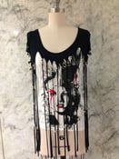 Image of Black fringe skull bead embellished tshirt by Julien Chambon