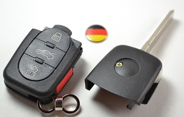 Image of Entire Oval Key FOB Case - Includes free 14mm German Flag Key Emblem fits: Volkswagen Keys