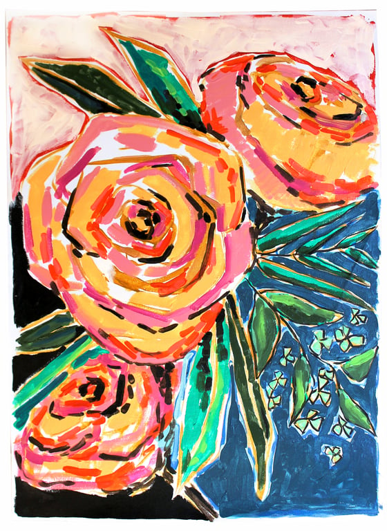 Image of NEW PRICE! vertical neapolitan roses 19.5" X 27.5" 