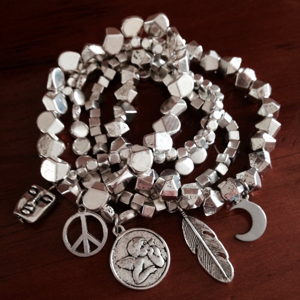 Image of Silver Charm Bracelets