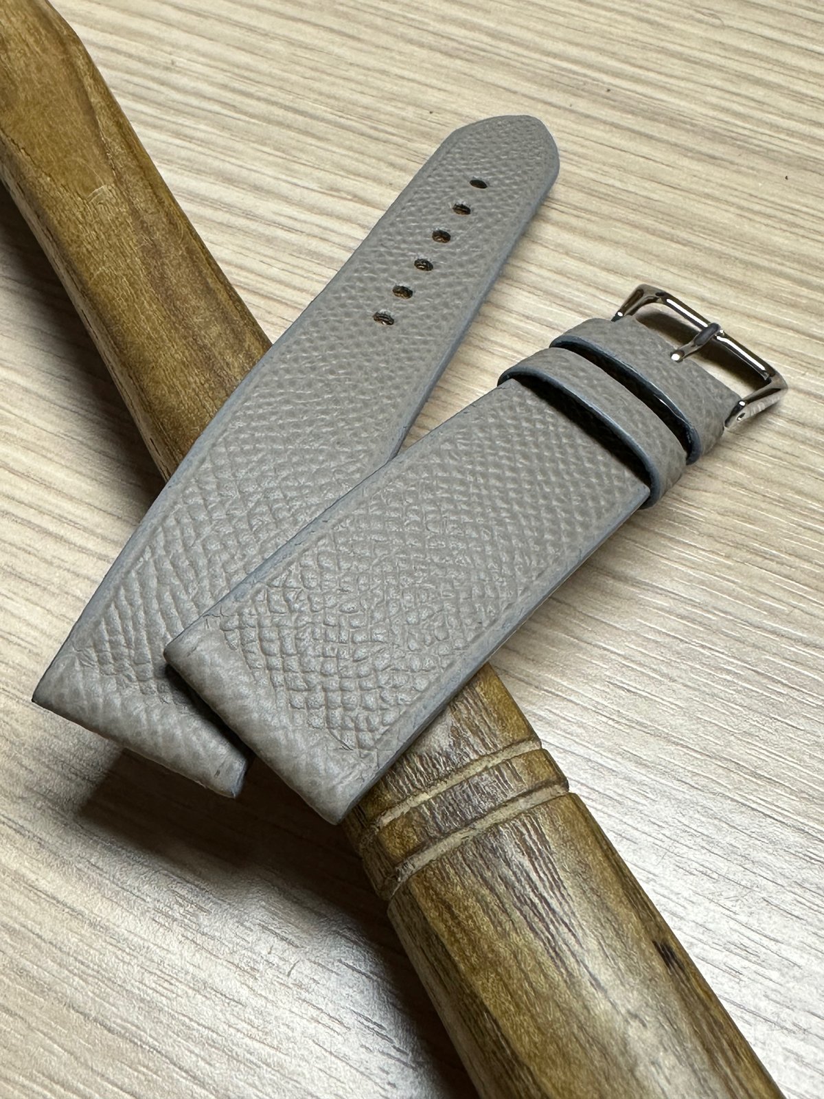 Image of Ice Grey French Grained Calfskin Watch Strap