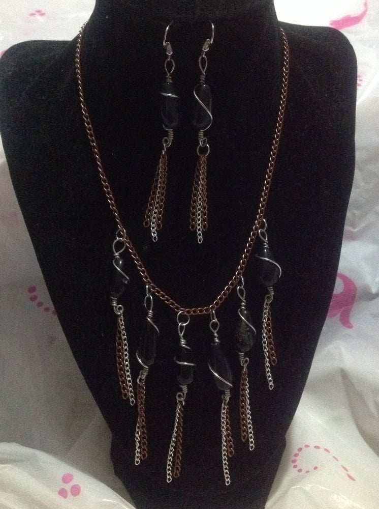 Image of Onyx wrapped necklace set