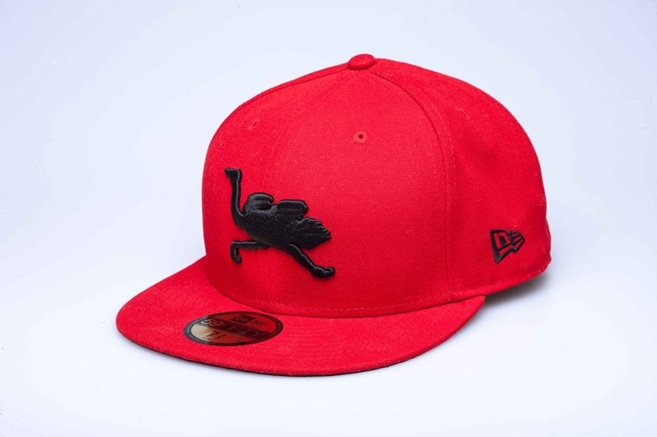 Image of OG Mascot Fitted (red w/black logos)