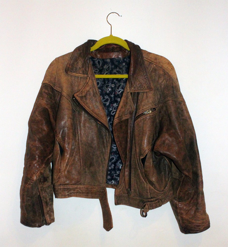Image of Ladies Vintage Tan Distressed Leather Bomber Jacket