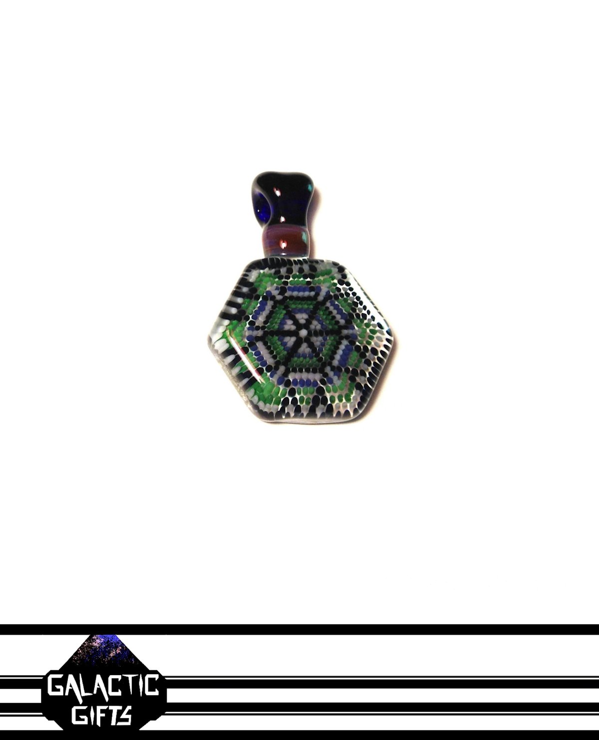 Image of Robin Moore Green/Blue Tartan Colour Scheme Sacred Geometry Pendant 