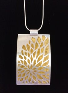 Image of Hand Pierced Peony Necklace with Gold Leaf