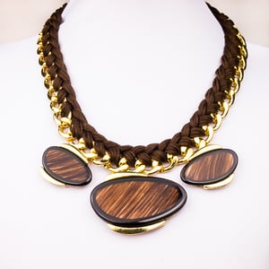 Image of Monet Oval Braided Chain Necklace in Wood