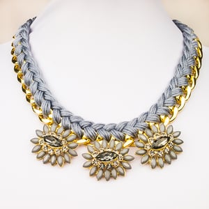 Image of Fion Rhinestone Braided Chain Necklace in Grey