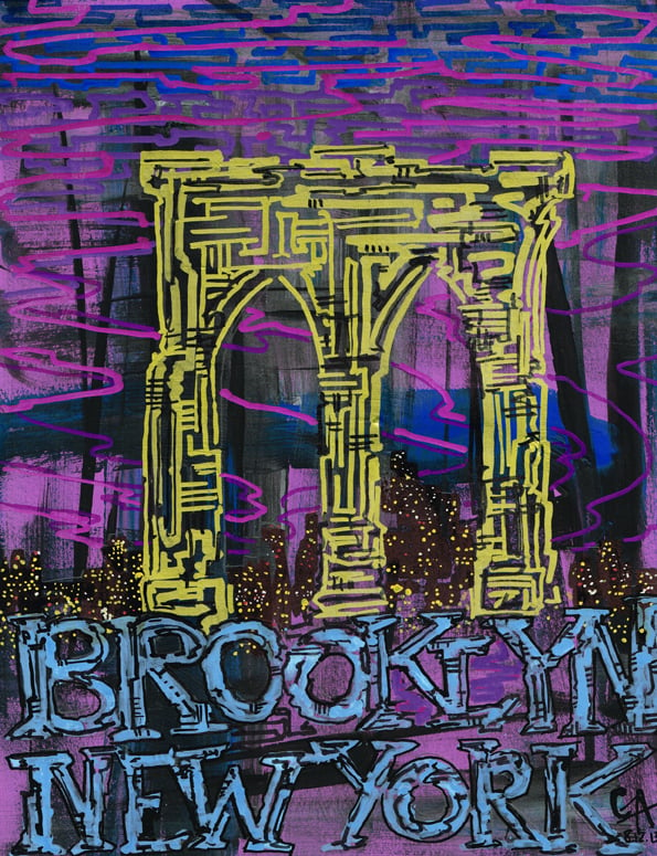 Image of Brooklyn Bridge Skyline - SOLD