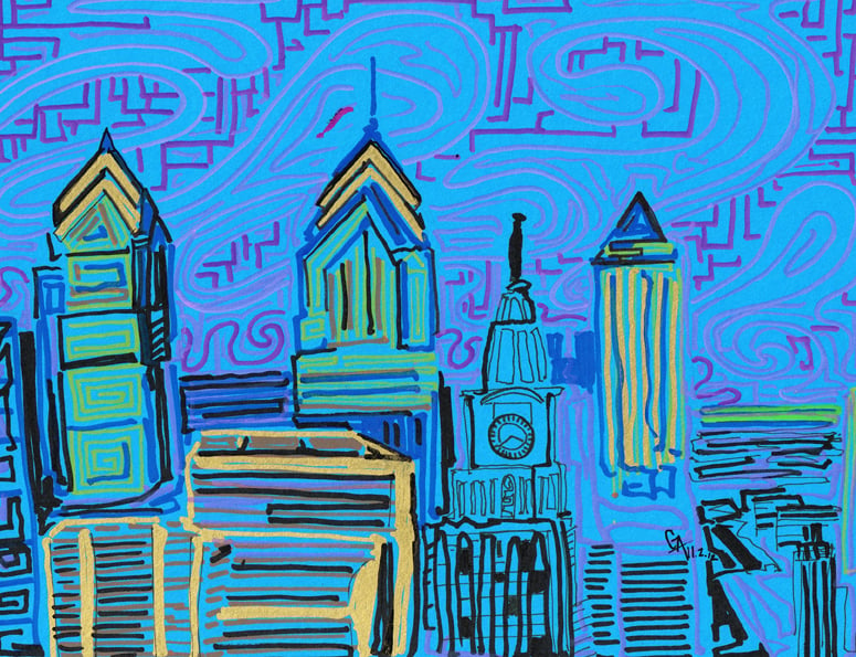 Image of Philadelphia Blue & Pink - SOLD