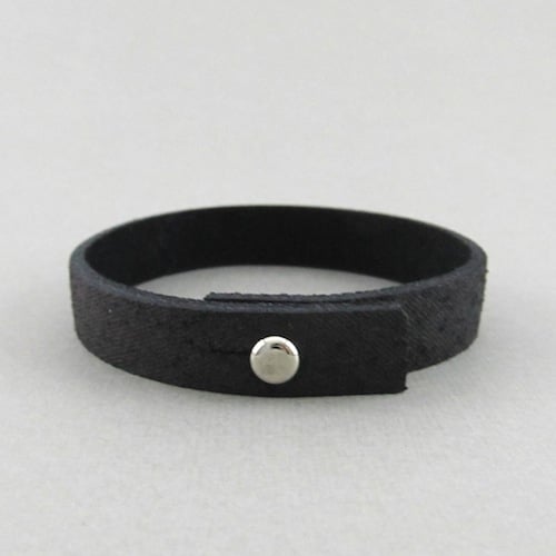 Image of Unisex Distressed Black Leather bracelet