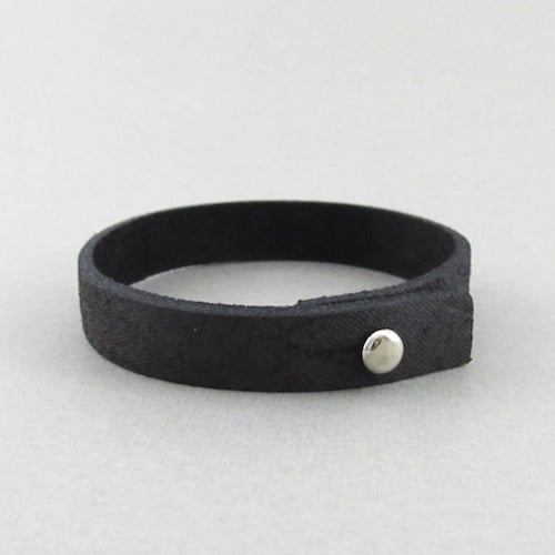 Image of Unisex Distressed Black Leather bracelet