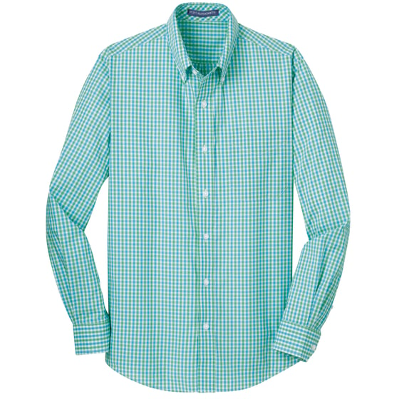 Image of Men's Long Sleeve Gingham Easy Care Shirt (S654)