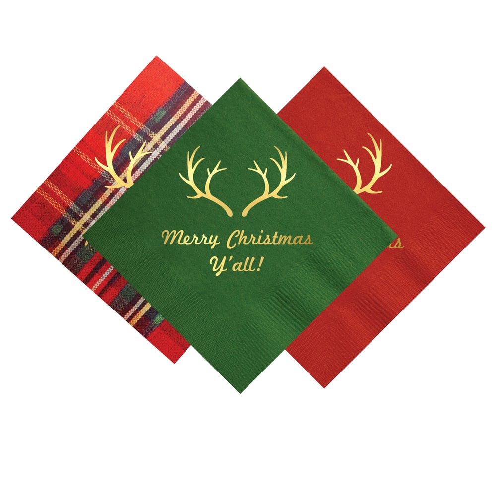 Napkins holiday merry wood christmas paper "Merry Christmas Y'all!" Napkins- Set of 25 / Pearly Gates Designs