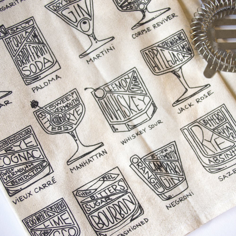 Image of Cocktail Diagram Tea Towel