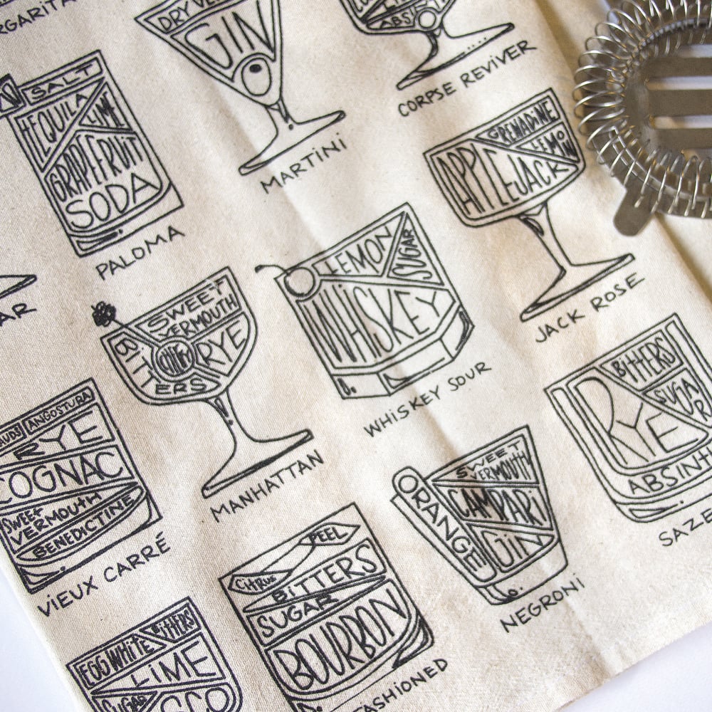 Cocktail Diagram Tea Towel Drywell Art cocktail-diagram-tea-towel-drywell-art