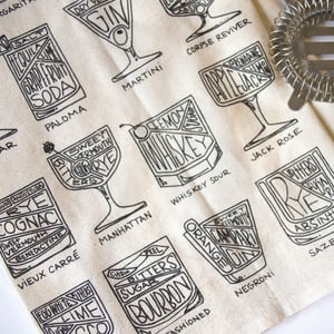 Cocktail Diagram Tea Towel by Alyson Thomas of Drywell Art. Available at shop.drywellart.com