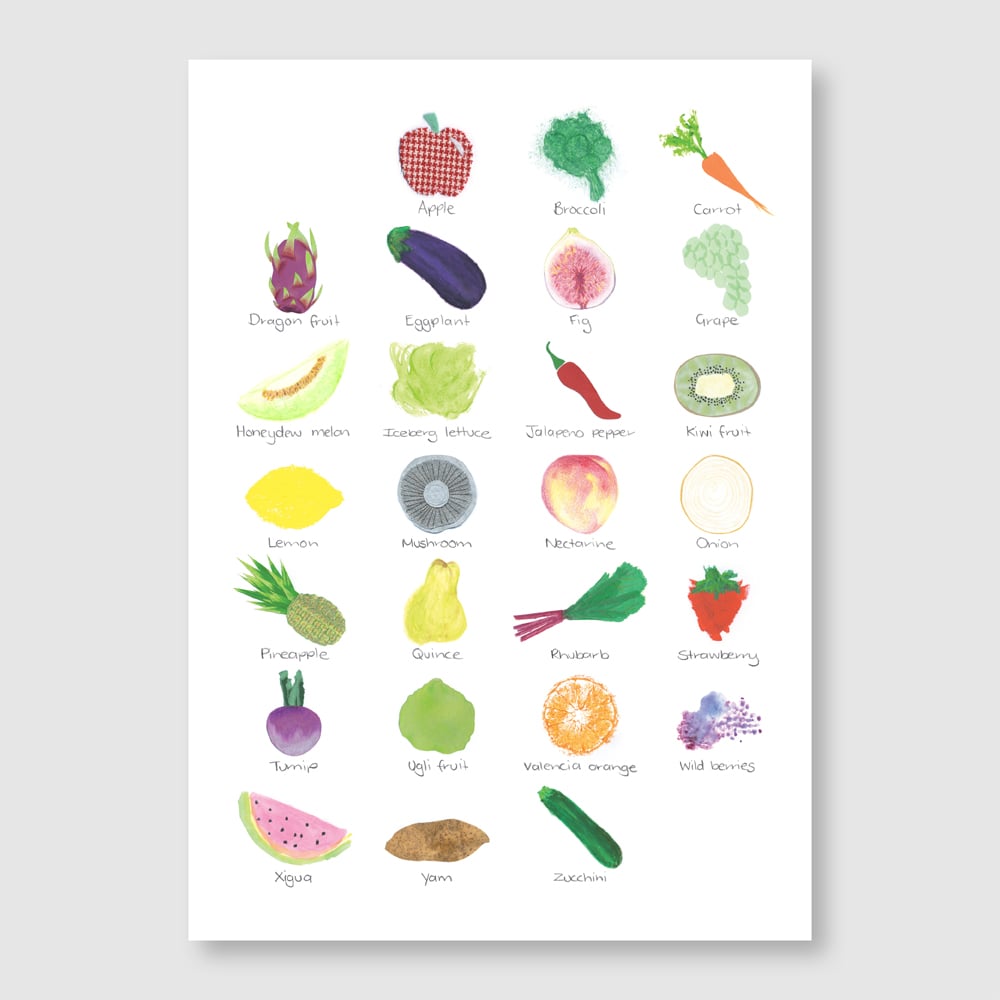 Fruit and Vegetable Alphabet poster / little paper project