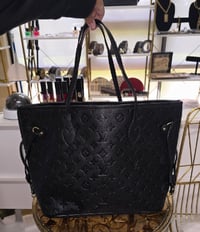 Image 1 of Black Monogram Neverfull Tote 