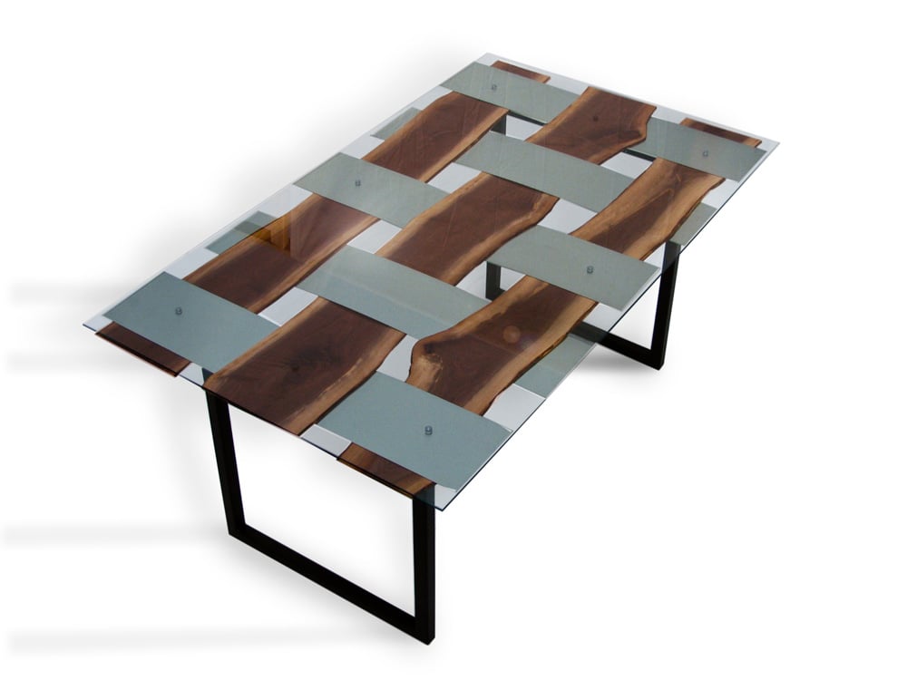 Image of Wood + Metal Weave Dining Table