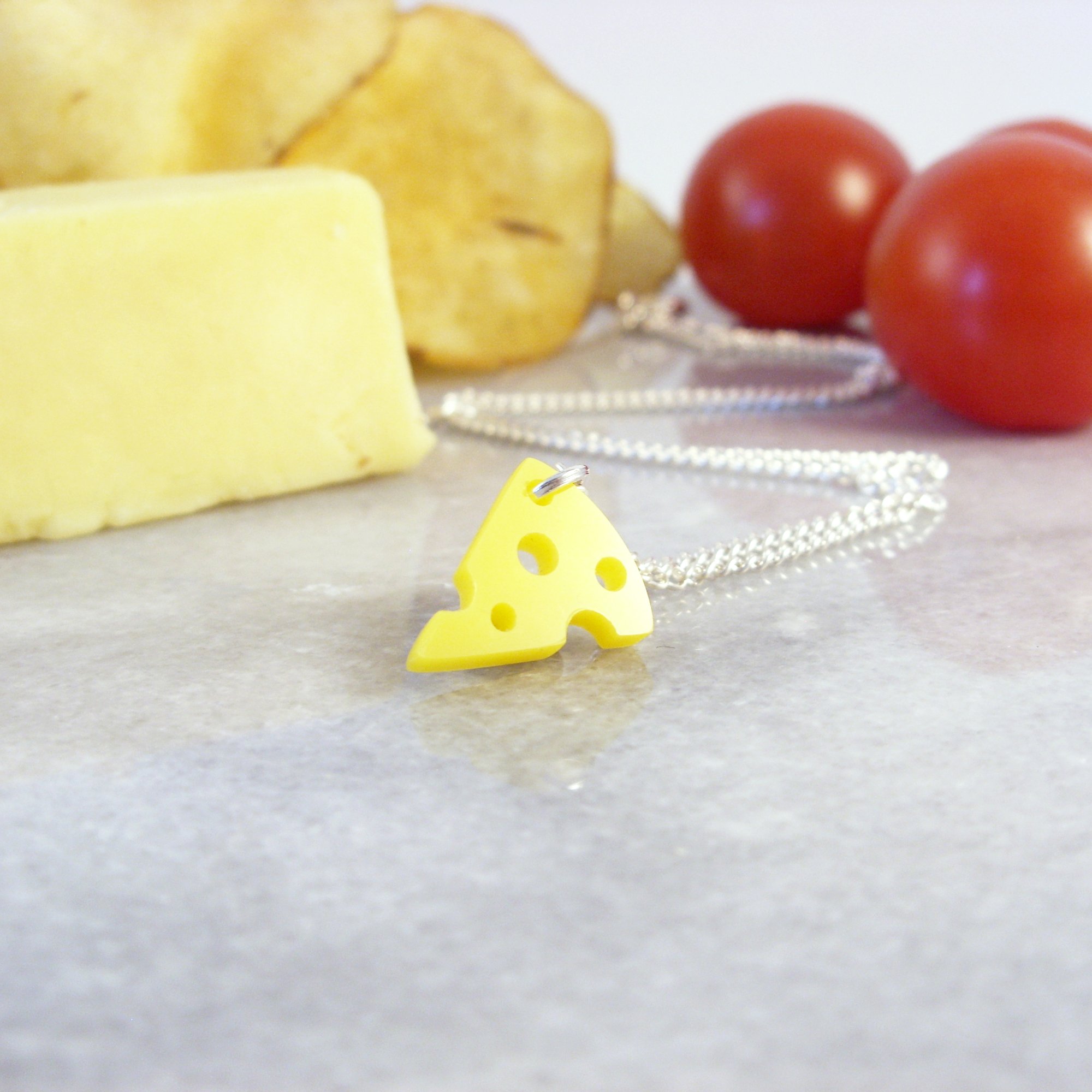 Mini Cheese Necklace i am acrylic