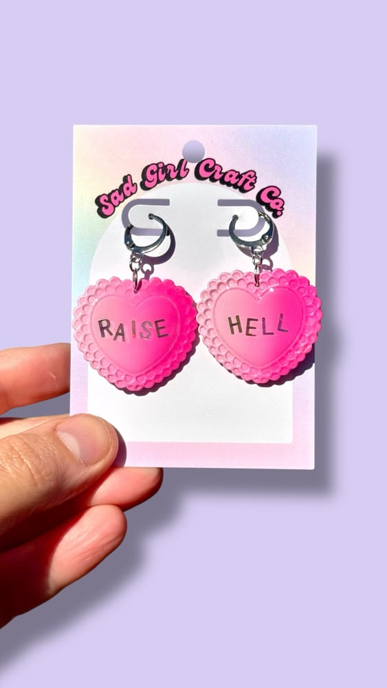 Image of Raise Hell Heart Earrings