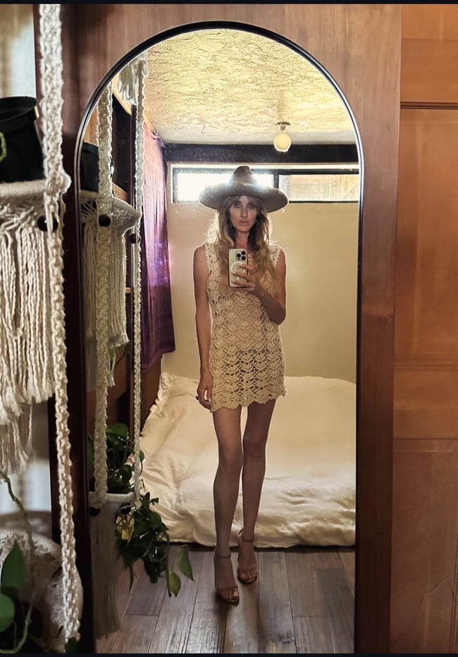 late 60s/early 70s crochet mini dress