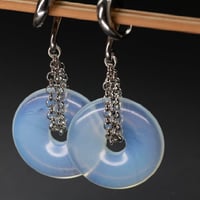 Image 2 of Ear Weights - OPALITE Rolo Chain - Opalite - Glass Chain Hangers - Stretched Ears - Hook Style Ear 