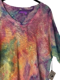 Image 3 of ♻️ UPCYCLED XS/S Cotton Blend Spring Sweater in Bright Overdye Ice Dye