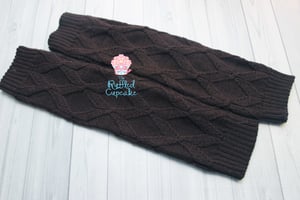 Image of Brown Cable Knit Adult Leg Warmers