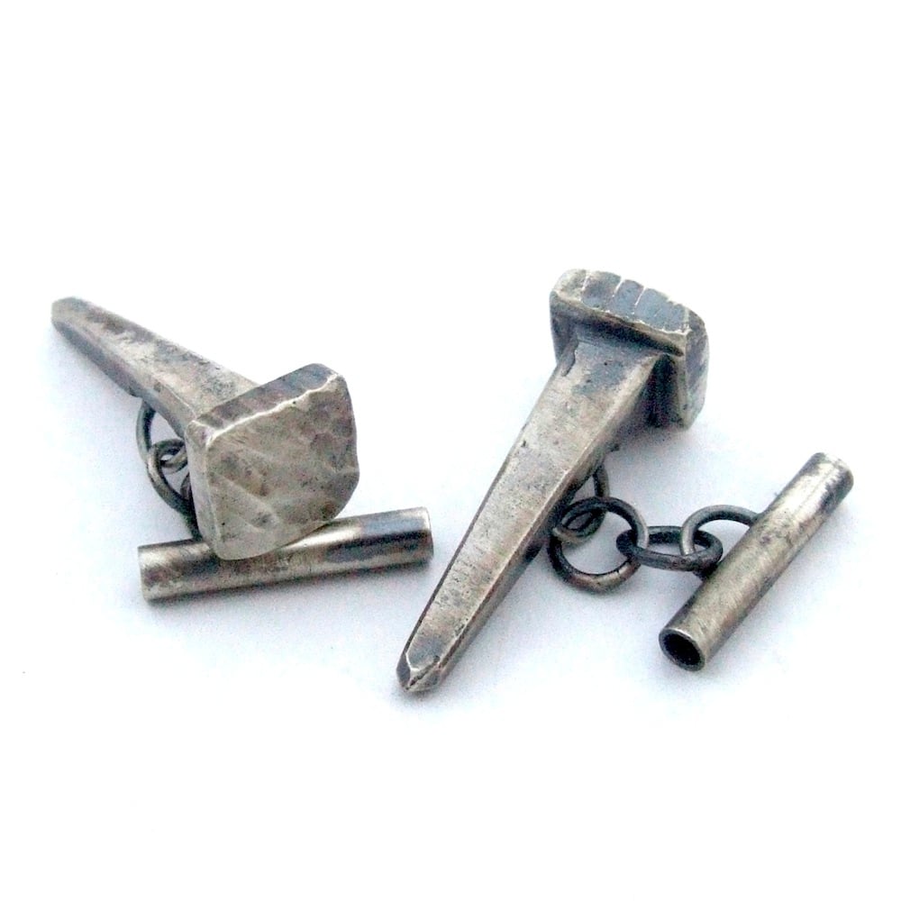 Image of Silver Nail Cufflinks