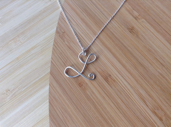 Image of Personalized initial sterling silver necklace