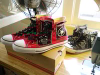 Image 2 of MV Custom Patched RED High Top Converse