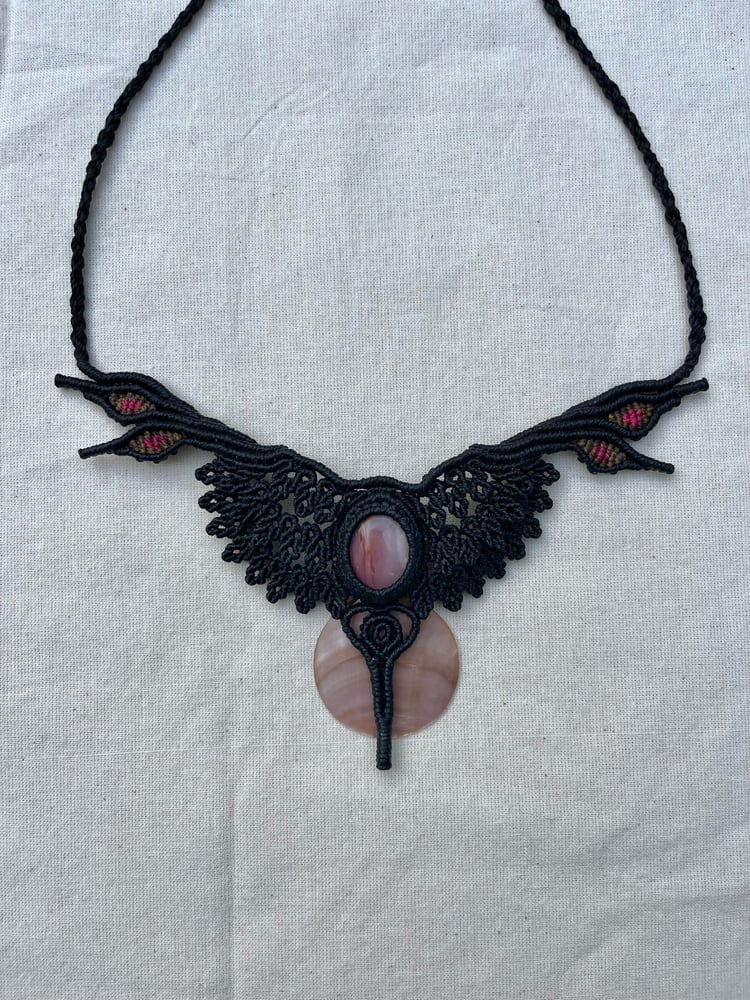 Image of Macrame  necklace with andean opal and shell