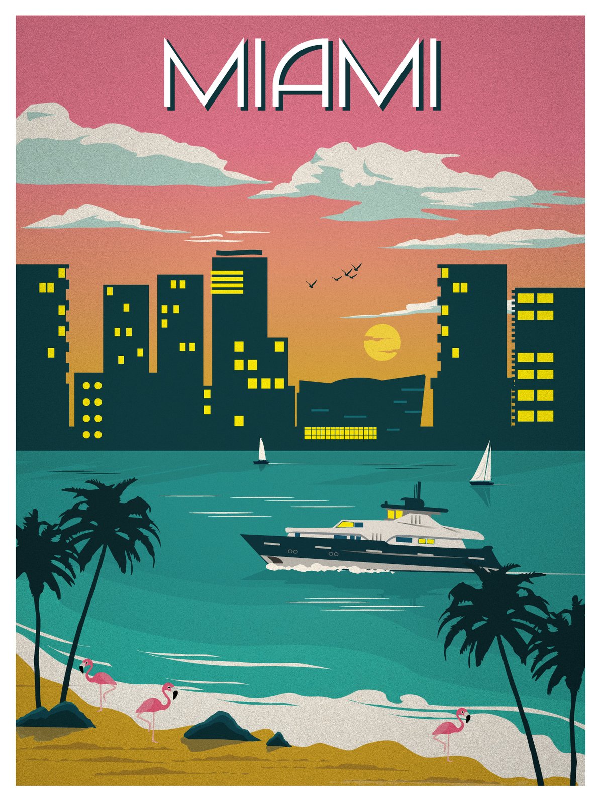 IdeaStorm Studio Store â€” Vintage Miami Travel Poster