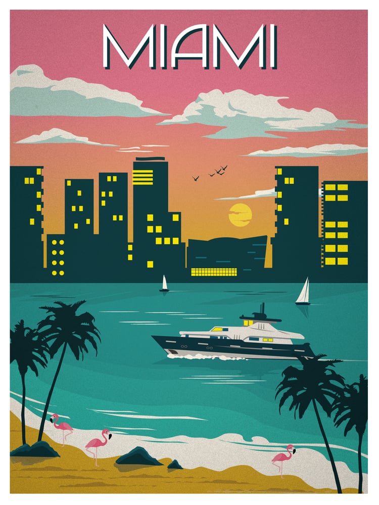 Image of Vintage Miami Travel Poster