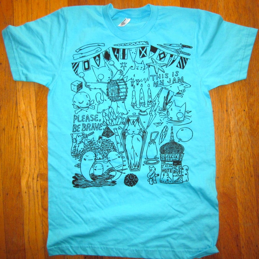 Image of Flags/Please Be Brave Shirt Turquoise
