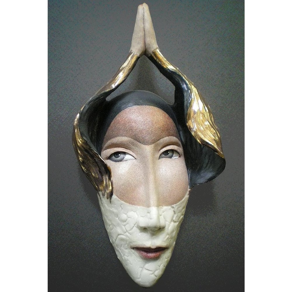 Image of Transcendental - Original Mask Art, Ceramic Wall Art, Mask Sculpture